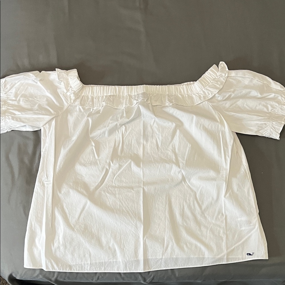 Vineyard Vines White Off-Shoulder Puff Sleeve Top